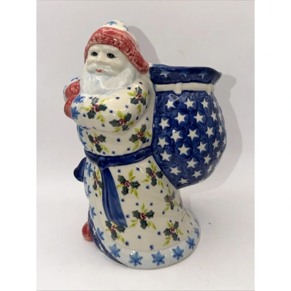 Polish Pottery Kalich SANTA CLAUS WITH BAG Boleslawiec Artisan Table 157/200